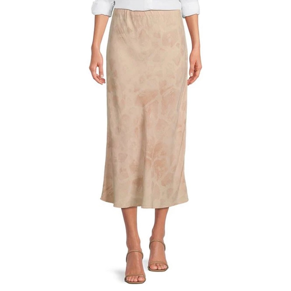 Giraffe Print Bias High Rise Pull-On Coordinating Midi Skirt